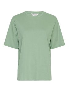 MOSS COPENHAGEN Koszulka w kolorze zielonym rozmiar: M/L. Zielone bluzki Moss Copenhagen, l, bez wzorów, z bawełny, bez kołnierzyka, bez ramiączek. Za 114,17 zł.