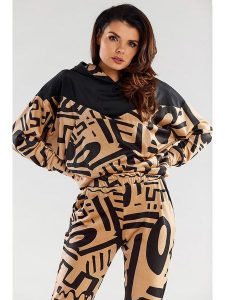 Awama Bluza w kolorze beżowo-czarnym rozmiar: L/XL. Brązowe bluzy Awama, l, bez wzorów, z kapturem. Za 166,45 zł.