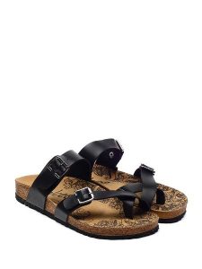 Calceo Japonki w kolorze czarnym rozmiar: 42. Czarne klapki Calceo, bez wzorów, z materiału, z otwartym noskiem, bez obcasa. Za 165,99 zł.