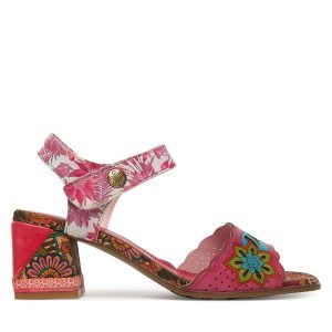 Sandały Laura Vita. Czerwone sandały LAURA VITA, bez wzorów, bez obcasa, na słupku, bez zapięcia. Za 399,99 zł.