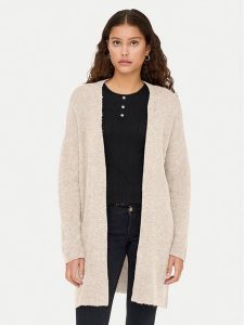 ONLY Kardigan Talio 15358604 Beżowy Regular Fit. Brązowe kardigany ONLY, z syntetyku. Za 169,99 zł.