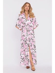 Made of emotion Sukienka w kolorze jasnobrązowo-czarno-jasnoróżowym rozmiar: M. Brązowe sukienki Made Of Emotion, m, bez wzorów, bez kołnierzyka, bez ramiączek, maxi. Za 254,99 zł.