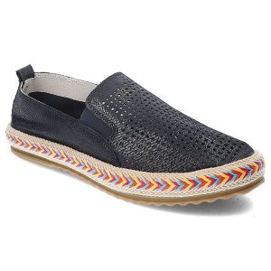 Granatowe Espadryle Lanqier Stylowe Wsuwane Obuwie Damskie. Niebieskie espadryle Lanqier, bez wzorów, z materiału, bez obcasa. Za 129,00 zł.