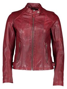 BLUE MONKEY Skórzana kurtka "Helia" w kolorze bordowym rozmiar: XXL. Czerwone kurtki BLUE MONKEY, xxl, bez wzorów, ze skóry, bez kaptura. Za 274,10 zł.