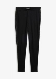 Legginsy z dzianiny punto di roma. Czarne legginsy bonprix, bez wzorów, z dzianiny. Za 129,99 zł.