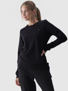 4F Bluza dresowa nierozpinana bez kaptura damska - czarna XL. Czarne bluzy 4f, xl, bez wzorów, z bawełny, bez kaptura. W wyprzedaży za 99,99 zł.
