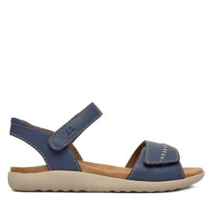 Sandały Josef Seibel. Niebieskie sandały Josef Seibel, bez wzorów, bez obcasa, na płaskiej podeszwie, bez zapięcia. Za 379,99 zł.