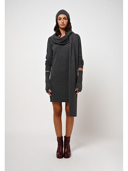 AUTHENTIC CASHMERE Kaszmirowa sukienka "Armet" w kolorze antracytowym rozmiar: XXL. Czarne sukienki AUTHENTIC CASHMERE, xxl, bez wzorów, z kaszmiru, bez kołnierzyka, bez ramiączek, mini. Za 279,11 zł.