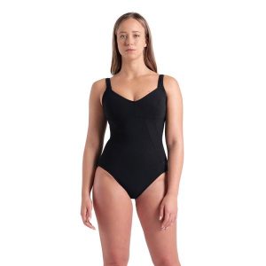 Strój Kąpielowy damski Arena Vertigo modelujący sylwetkę. Czarne stroje jednoczęściowe Arena, bez wzorów. Za 199,99 zł.