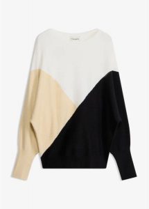 Sweter z cienkiej dzianiny z rękawami typu nietoperz. Czarne swetry klasyczne bonprix, z dzianiny, bez kołnierzyka. Za 139,99 zł.