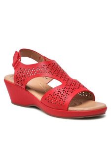 Clara Barson Sandały WSS20509-01 Czerwony. Czerwone sandały Clara Barson, bez wzorów, ze skóry, bez obcasa, na koturnie, bez zapięcia. Za 119,99 zł.