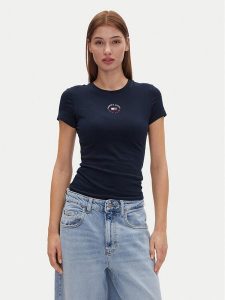 Tommy Jeans T-Shirt Tjw Slim Essential Logo 2 Tee DW0DW20316 Granatowy Regular Fit. Niebieskie t-shirty Tommy Jeans, xxs, bez wzorów, z bawełny, bez kołnierzyka, bez ramiączek. Za 79,99 zł.