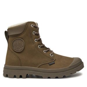 Trapery Palladium. Brązowe buty zimowe Palladium, bez obcasa, bez zapięcia. Za 839,99 zł.