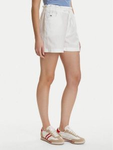 Tommy Jeans Szorty materiałowe DW0DW22227 Biały Regular Fit. Białe szorty Tommy Jeans, bez wzorów, z jeansu. Za 329,99 zł.