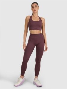 4F Legginsy treningowe bezszwowe damskie - brązowe XS/S. Brązowe legginsy 4f, bez wzorów, z dzianiny, z podwyższonym stanem. Za 129,99 zł.