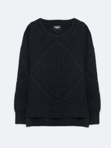 Sweter damski z ozdobnym splotem czarny Acidia 906. Czarne swetry klasyczne Big Star, na jesień, l, z dzianiny, bez kołnierzyka. W wyprzedaży za 199,99 zł.
