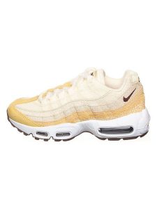 Nike Sportswear Skórzane sneakersy "Air Max 95" w kolorze kremowo-żółtym rozmiar: 36. Brązowe trampki Nike Sportswear, bez wzorów, z materiału, bez zapięcia. Za 178,37 zł.