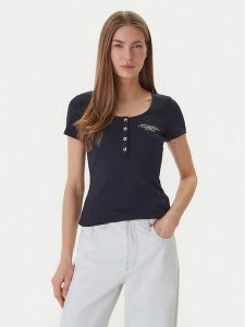 Guess T-Shirt GUESS x NORTH SAILS W6GP01 K2658 Granatowy Regular Fit. Niebieskie t-shirty Guess, l, z aplikacjami, z syntetyku, bez kołnierzyka, bez ramiączek. Za 279,99 zł.