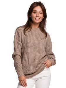 Be Wear Sweter w kolorze szarobrązowym rozmiar: S/M. Brązowe swetry oversize Be Wear, m, bez wzorów, z wełny, bez ramiączek. Za 153,71 zł.