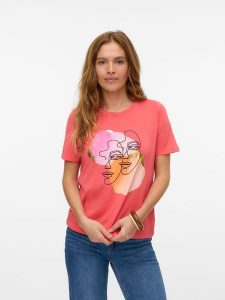 Vero Moda Koszulka w kolorze różowym rozmiar: XL. Różowe bluzki Vero Moda, xl, bez wzorów, z bawełny, bez kołnierzyka, bez ramiączek. Za 57,20 zł.