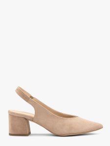 Beżowe czółenka damskie slingback bez pięty ISABEL. Brązowe czółenka Ryłko, bez wzorów, z materiału, bez obcasa, na obcasie, bez zapięcia. Za 379,99 zł.