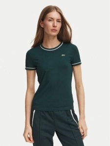 Lacoste T-Shirt TF5289 Zielony ciemny Slim Fit. Zielone t-shirty Lacoste, bez wzorów, z bawełny, bez kołnierzyka, bez ramiączek. Za 259,99 zł.