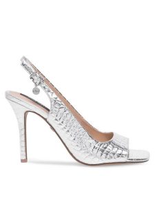 Nine West Sandały FF-1065 Srebrny. Szare sandały Nine West, bez wzorów, z syntetyku, bez obcasa, na szpilce, bez zapięcia. Za 239,99 zł.