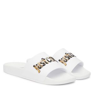 Klapki Just Cavalli. Białe klapki Just Cavalli, bez wzorów, bez obcasa. Za 329,99 zł.