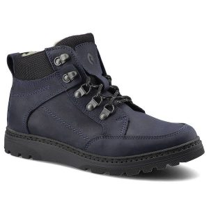 Granatowe Botki Nagaba Damskie Skórzane Buty. Niebieskie botki Nagaba, bez wzorów, z nubiku, bez obcasa, na obcasie, bez zapięcia. Za 215,00 zł.