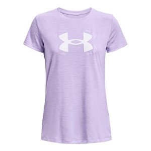 Graficzna Koszulka Techniczna Dla Kobiet. Fioletowe bluzki Under Armour, m, bez wzorów, sportowe, bez kołnierzyka, bez ramiączek. Za 170,99 zł.