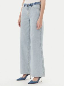 Guess Jeans Jeansy W5YA0Y D5M56 Niebieski Wide Leg. Niebieskie jeansy Guess Jeans, z aplikacjami, z bawełny. Za 309,99 zł.