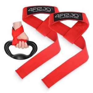 Paski treningowe do martwego ciągu 4FIZJO 2 sztuki. Czerwone paski 4FIZJO, bez wzorów, sportowe. Za 29,99 zł.