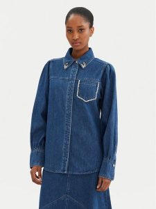 Bruuns Bazaar Koszula jeansowa Bess BBW4231 Niebieski Regular Fit. Niebieskie koszule Bruuns Bazaar, bez wzorów, z bawełny, bez kołnierzyka, bez ramiączek. Za 459,99 zł.