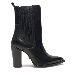 Botki Bronx. Czarne botki Bronx, bez wzorów, bez obcasa, na słupku, bez zapięcia. Za 499,99 zł.