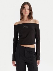 HUGO Bluzka Dolder 50546931 Czarny Slim Fit. Czarne bluzki Hugo, xl, bez wzorów, z bawełny, bez kołnierzyka, bez ramiączek. Za 269,99 zł.