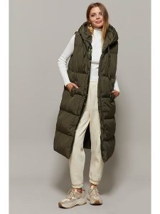 Cool and sexy Kamizelka pikowana w kolorze khaki rozmiar: M. Brązowe kamizelki Cool and sexy, m, bez wzorów, bez kołnierzyka, bez ramiączek, bez kaptura. Za 131,43 zł.