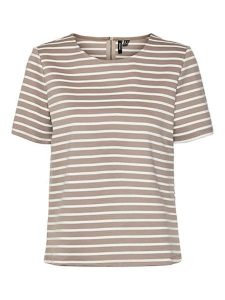 Vero Moda Koszulka w kolorze jasnobrązowo-białym rozmiar: XS. Białe bluzki Vero Moda, xs, bez wzorów, bez kołnierzyka, bez ramiączek. Za 57,06 zł.