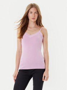 Morgan Top 192-BARBA.N Różowy Slim Fit. Czerwone topy Morgan, xl, bez wzorów, z wiskozy, bez kołnierzyka, bez ramiączek. Za 69,99 zł.