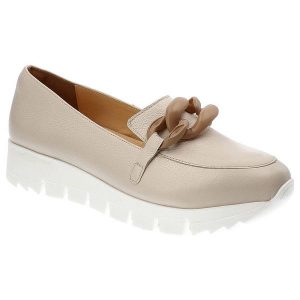 Beżowe Półbuty Armodo Stylowe Obuwie Damskie. Brązowe półbuty Armodo, na lato, z aplikacjami, ze skóry, bez obcasa, na platformie, bez zapięcia. Za 299,00 zł.