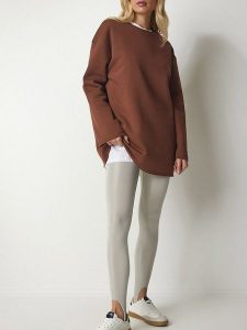 Happiness Istanbul Bluza w kolorze brązowym rozmiar: 40. Brązowe bluzy Happiness Istanbul, bez wzorów, bez kaptura. Za 79,03 zł.