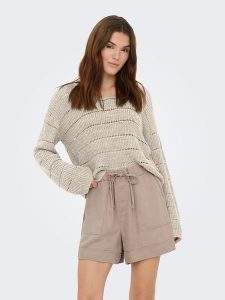 ONLY Sweter w kolorze beżowym rozmiar: XS. Brązowe swetry oversize ONLY, xs, bez wzorów, bez ramiączek. Za 82,99 zł.