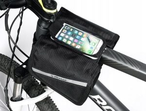 Torba rowerowa sakwa saszetka uchwyt rowerowy na telefon DUNLOP. Czarne nerki i saszetki DUNLOP, z aplikacjami, z materiału. Za 55,00 zł.