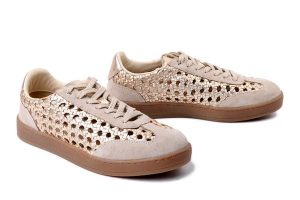 GIOSEPPO 78649 Ijebu gold, półbuty damskie. Żółte półbuty Gioseppo, na lato, w ażurowe wzory, ze skóry, bez obcasa, bez zapięcia. Za 420,67 zł.