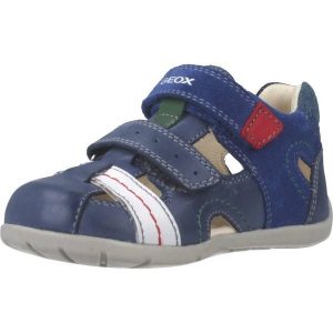 Sandały GEOX B KAYTAN B. A Niebieski. Niebieskie sandały Geox, bez wzorów, ze skóry, bez obcasa, bez zapięcia. Za 128,99 zł.