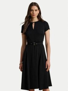 LAUREN RALPH LAUREN Sukienka koktajlowa 200973369002 Czarny Flare Fit. Czarne sukienki Lauren Ralph Lauren, bez wzorów, z syntetyku, wizytowe, bez kołnierzyka, bez ramiączek. Za 690,99 zł.