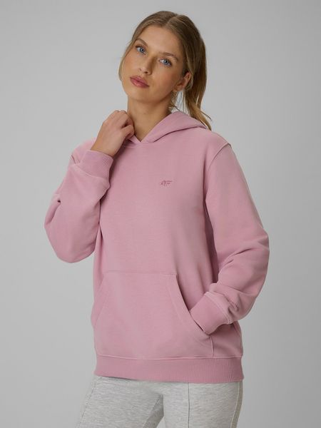 4F Bluza dresowa relaxed z kapturem damska - różowa M. Czerwone bluzy 4f, l, bez wzorów, z bawełny, z kapturem. Za 149,99 zł.