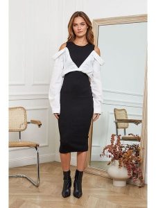 Joséfine Sukienka "Curben" w kolorze czarno-białym rozmiar: S. Białe sukienki Joséfine, s, bez wzorów, prążkowane, bez kołnierzyka, bez ramiączek, maxi. Za 173,99 zł.