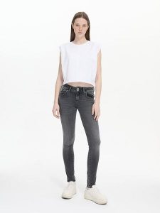 LTB Dżinsy "Molly" - Skinny fit - w kolorze szarym rozmiar: W33/L32. Szare jeansy LTB, z aplikacjami, ze skóry, z podwyższonym stanem. Za 105,38 zł.