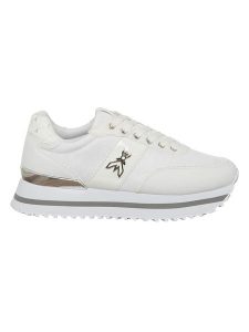 Patrizia Pepe Skórzane sneakersy w kolorze srebrno-białym rozmiar: 39. Białe trampki Patrizia Pepe, bez wzorów, bez zapięcia. Za 373,35 zł.