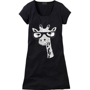 Koszula nocna z motywem zwierzątka bonprix czarny z nadrukiem. Koszule marki bonprix. Za 34,99 zł.
